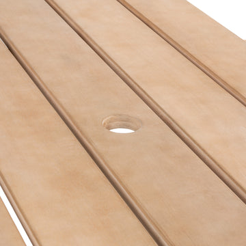 Shoreham 59" Modern Classic Outdoor Wood Picnic Table Benches with Umbrella Hole - JONATHAN Y